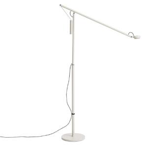 HAY LED stojací lampa Hay Fifty-Fifty, šedá, výška 135 cm, stmívatelné, stmívatelný, Hliník / šedá / zinek, Obývací pokoj / jídelna, Hliník, Design