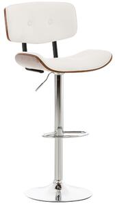 Barová židle Sarnia ~ koženka, dřevo ořech - Bílá