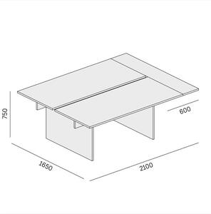 Stůl double SOLID + 1x přísed, 2100 x 1650 x 743 mm, ořech