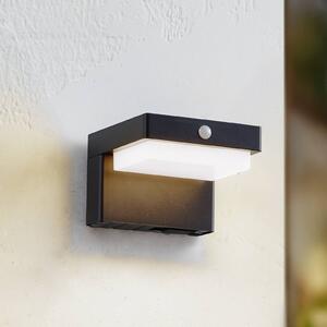 Lindby LED solární nástěnné svítidlo Eleazar, černé, senzor, stmívatelné