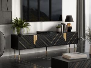 TV stolek Maramax 200 4D, Barva: černý / černý + zlatý Mirjan24 5903211310010