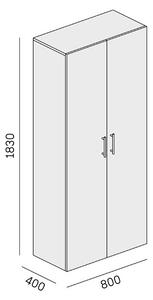 Kancelářská skříň vysoká SOLID, 800 x 400 x 1830 mm, bílá