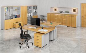 Kancelářská komoda ke stolu PRIMO GRAY, 740 x 600 x 420 mm, šedá/buk