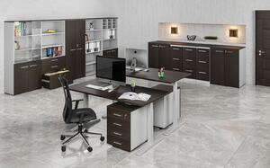 Kancelářská komoda ke stolu PRIMO GRAY, 740 x 600 x 420 mm, šedá/wenge