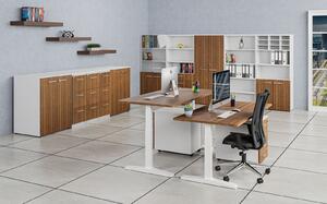 Kancelářská komoda ke stolu PRIMO WHITE, 740 x 600 x 420 mm, bílá/ořech
