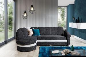 Rozkládací sedací souprava NERISSA - černá / šedá, levý roh