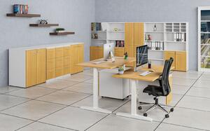Kancelářská komoda ke stolu PRIMO WHITE, 740 x 600 x 420 mm, bílá/buk