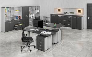 Kancelářská komoda ke stolu PRIMO GRAY, 740 x 600 x 420 mm, šedá/grafit