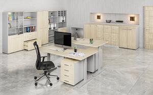 Kancelářská komoda ke stolu PRIMO GRAY, 740 x 600 x 420 mm, šedá/dub přírodní