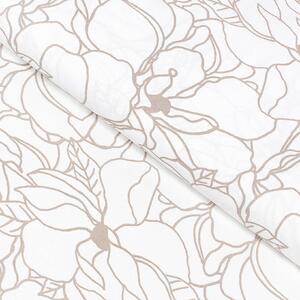 Goldea hranatý ubrus 100% bavlněné plátno - světle béžové květy na bílém 80 x 80 cm