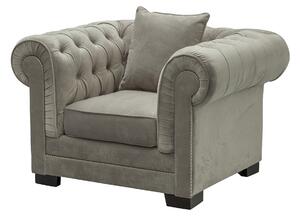 Křeslo Chesterfield Classic Velvet Light Grey 118x96x77cm