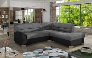 Rozkládací rohová sedací souprava ZULEIKA - šedá / černá, pravý roh
