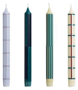 Svíčky Pattern Green / Silver – set 4 ks