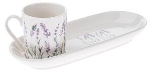 Porcelánový esspreso hrnek s podtáckem LEVANDULE 90 ml