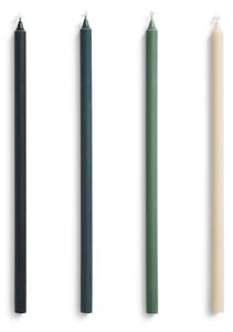 Svíčky Slim Green / Dark green Ø 1,2 cm – set 4 ks