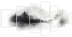 Obraz - Inkoustová malba krajiny (210x100 cm)