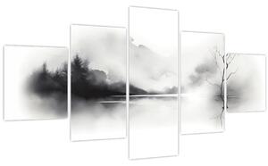 Obraz - Inkoustová malba krajiny (125x70 cm)