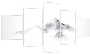 Obraz - Inkoustová malba hor (125x70 cm)