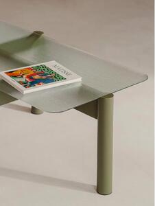 Konferenční stolek z bukového dřeva se skleněnou deskou Kob
