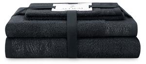 AmeliaHome Sada 3 ks ručníků ALLIUM klasický styl černá