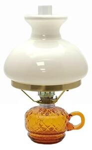 Sklárna Častolovice - Petrolejová lampa Monika - Káro - amber - komplet