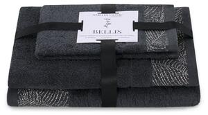 AmeliaHome Sada 3 ks ručníků BELLIS klasický styl grafitově šedá