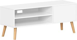 Vasagle TV stolek na nožičkách, bílý, 120 x 40 x 49 cm