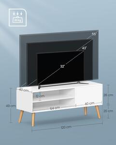 VASAGLE TV stolek - bílá - 120x49x40 cm