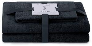 AmeliaHome Sada 3 ks ručníků FLOSS klasický styl černá