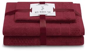AmeliaHome Sada 3 ks ručníků RUBRUM klasický styl vínová