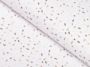 Bavlněná látka/plátno Sandra SA-396 Hnědo-béžové konfety na bílém - šířka 160 cm