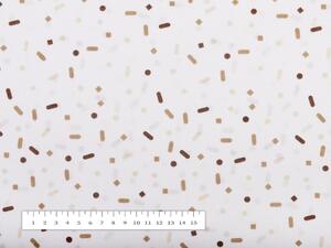 Biante Bavlněný kulatý ubrus Sandra SA-396 Hnědo-béžové konfety na bílém Ø 50 cm