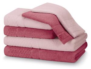 AmeliaHome Sada 6 ks ručníků RUBRUM klasický styl růžová