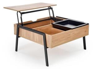 Konferenční stolek PODIUM přírodní/černá (85 x 80) cm – výškově stavitelný 43-64 cm