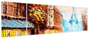 Obraz - Deštivého počasí a Eiffelovvy věže (170x50 cm)