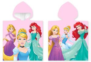 Pončo s obrázkem princezen Popelky, Ariel a Lociky. Pončo lze využít jako ručník nebo župánek s kapucí. Vhodné pro holčičky. Rozměr ponča je 50x110 cm