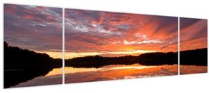 Obraz - Západ slunce nad jezerem (170x50 cm)