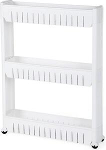 Třídílná skříňka, bílé kuchyňské skříňky, koupelnové skříňky, servírovací vozík, 72,5 cm, bílá