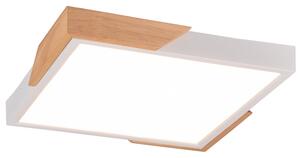Stropní LED svítidlo KOV bílá/světlé dřevo