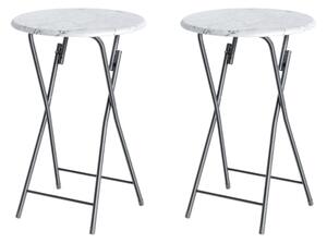 DB Garden Sada 2 ks cateringových skládacích barových stolů MARLE 60 cm mramorově bílá