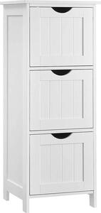 Úložná skříňka Rootz – koupelnová skříňka – komoda – 3 zásuvky – bílá – stojací skříňka – MDF – 32 x 30 x 81 cm