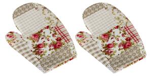 Bellatex Kuchyňská chňapka 2ks 28x18 cm Patchwork Růžová,Zelená,Béžová