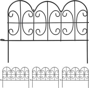 4dílný kovový plot Vintage Design plug-in systém 285x39cm Black Low Robust - lemování záhonů