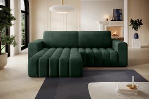 Designová rozkládací sedací souprava ZURI - tmavě zelená, levý roh