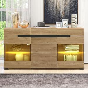 LED komoda, 3 dvířka + 3 zásuvky, moderní design, velký úložný prostor