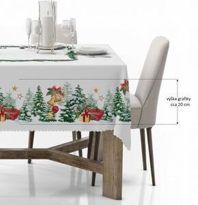 Vánoční ubrus na stůl Vánoční stromek MIG939 Bílá 110x160 cm