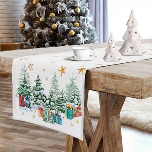 Vánoční běhoun na stůl Vánoční stromek MIG937 Bílá 40x140 cm