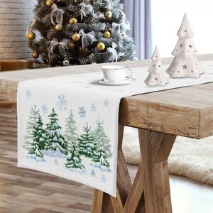 Vánoční běhoun na stůl Vánoční stromek MIG935 Bílá 40x180 cm