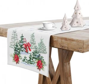 Vánoční běhoun na stůl Vánoční stromek MIG938 Bílá 40x140 cm