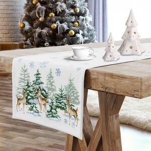 Vánoční běhoun na stůl Vánoční stromek MIG936 Bílá 40x180 cm